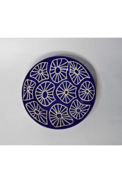 Nelum Hand Carved Side Plate - Blue & White
